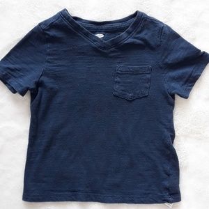 Boys Cotton Navy Blue V-Neck Shirt, size 2T